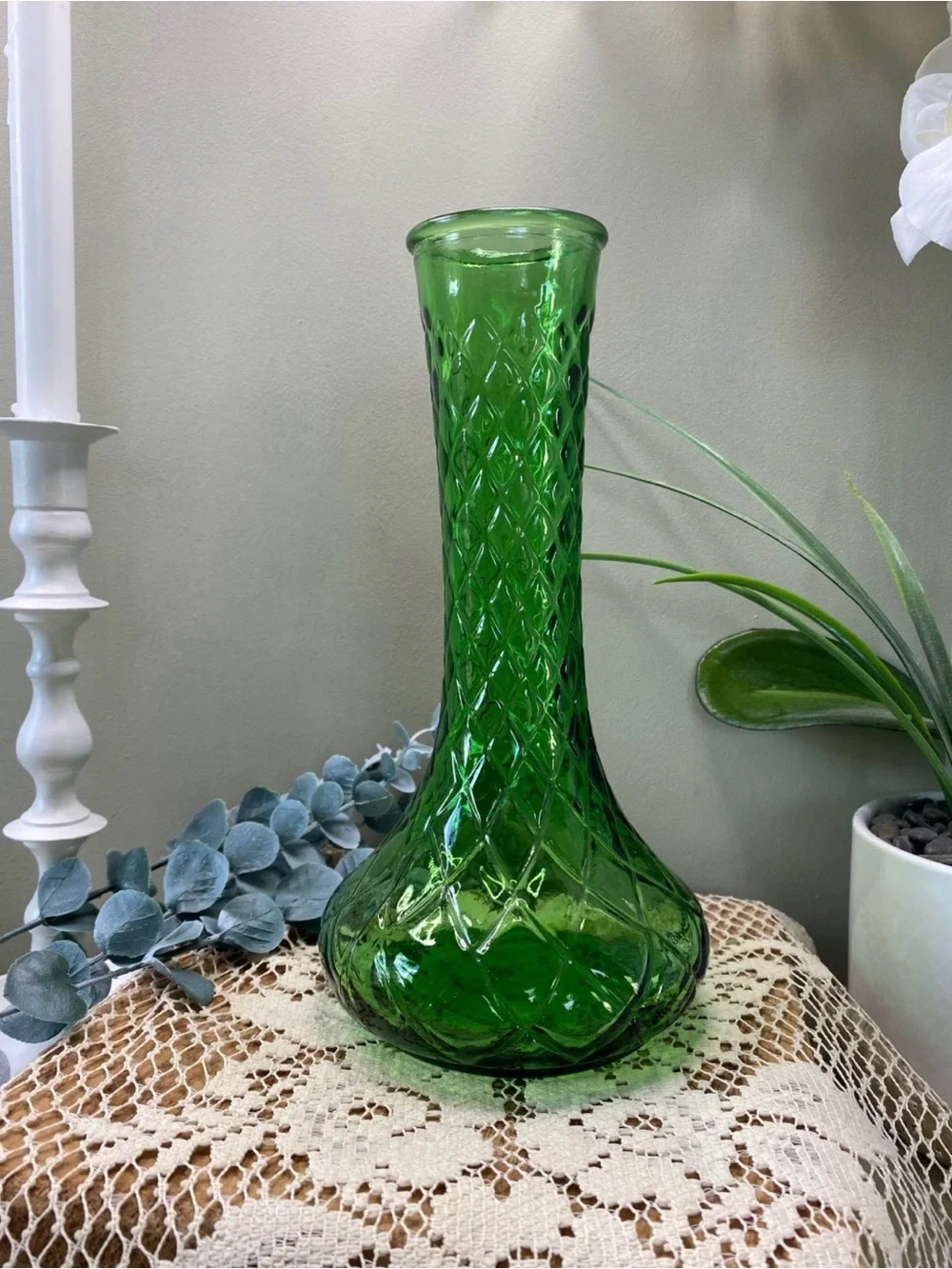 💚 Vintage Hoosier Glass Emerald Green Bud Vase 💚